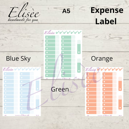 Expense / Ausgaben Sticker für A5 Planer