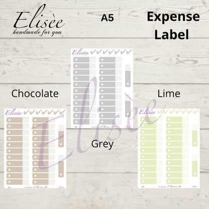 Expense / Ausgaben Sticker für A5 Planer