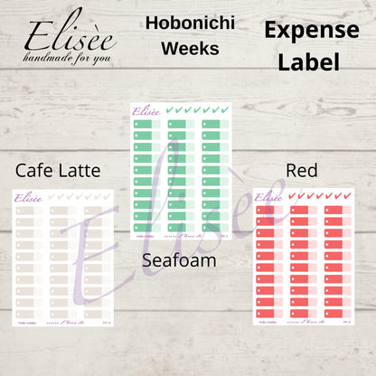 Expense Stickers for Hobonichi Weeks Planner