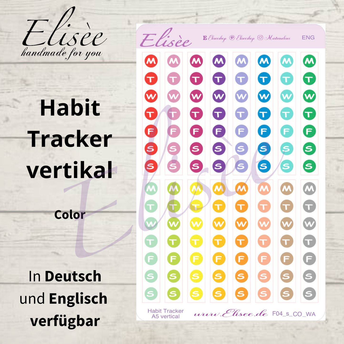 F_04 - Habit Tracker Sticker – Vertical | A5 | German &amp; English