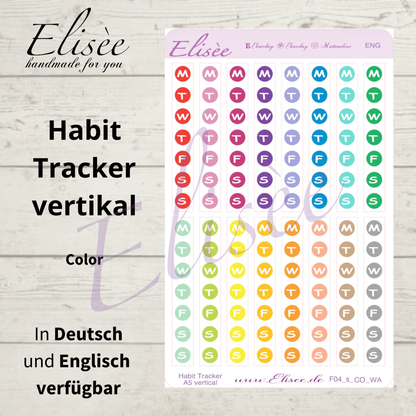 F_04 - Habit Tracker Sticker – Vertical | A5 | German &amp; English
