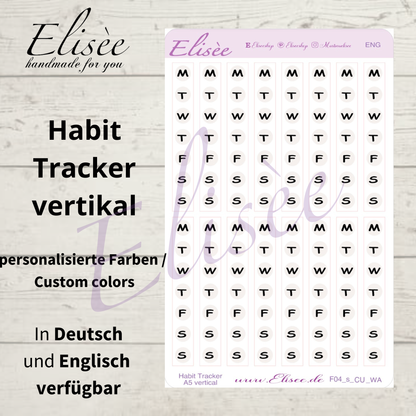 F_04 - Habit Tracker Sticker – Vertical | A5 | German &amp; English