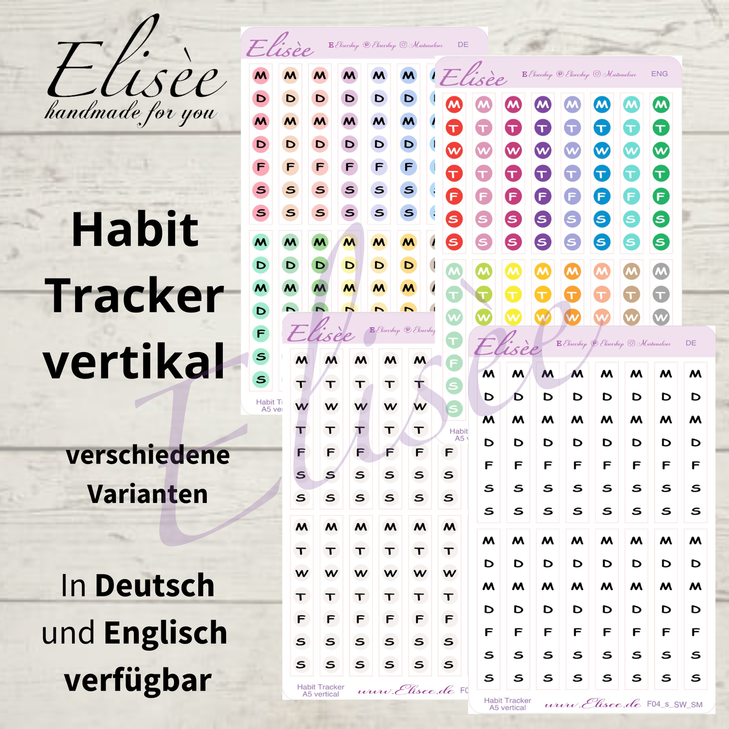 F_04 - Habit Tracker Sticker – Vertical | A5 | German &amp; English