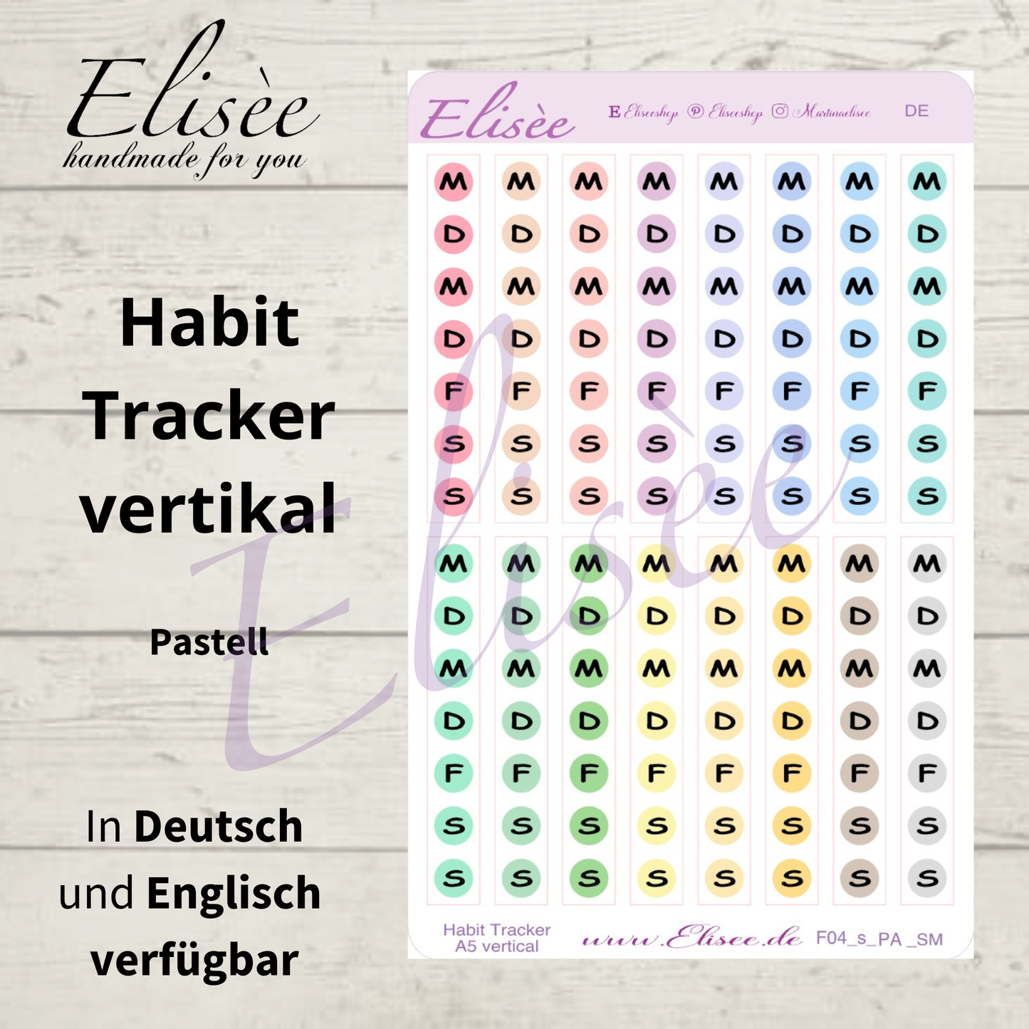 F_04 - Habit Tracker Sticker – Vertical | A5 | German &amp; English