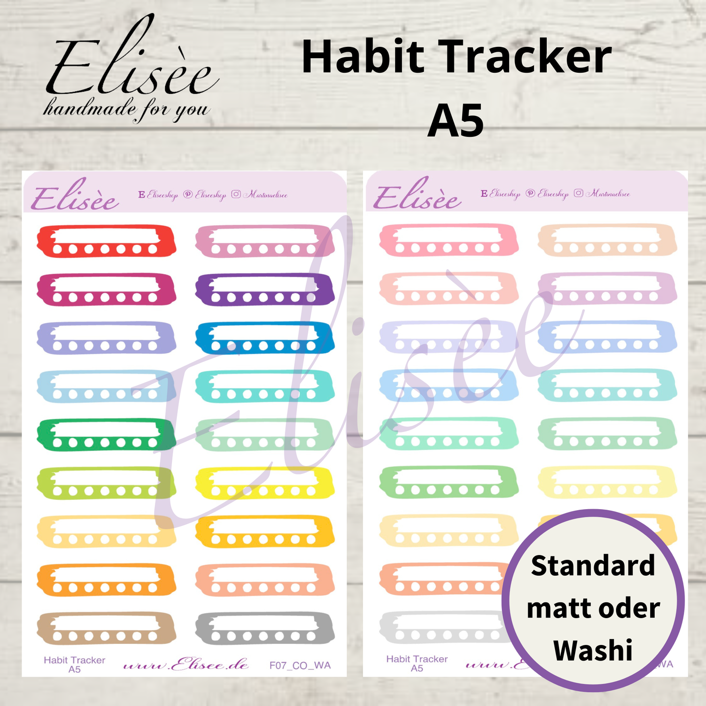 F_07 Habit Tracker A5 Sticker | Gewohnheitstracker für Planner & Bullet Journal