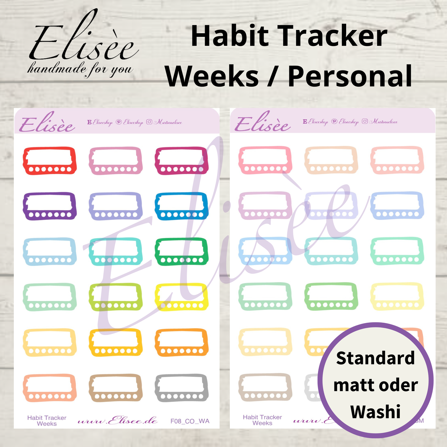 F_08 Habit Tracker Weeks Sticker | Gewohnheitstracker für Planner & Bullet Journal