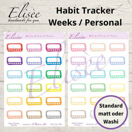 F_08 Habit Tracker Weeks Sticker | Gewohnheitstracker für Planner & Bullet Journal
