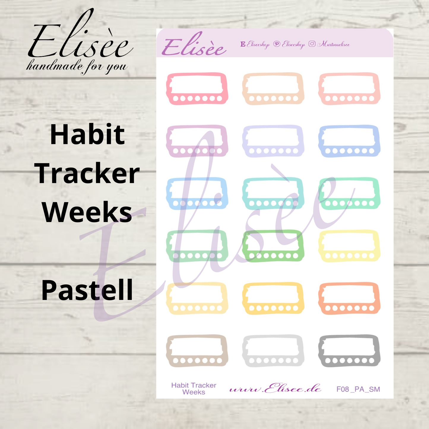 F_08 Habit Tracker Weeks Sticker | Gewohnheitstracker für Planner & Bullet Journal
