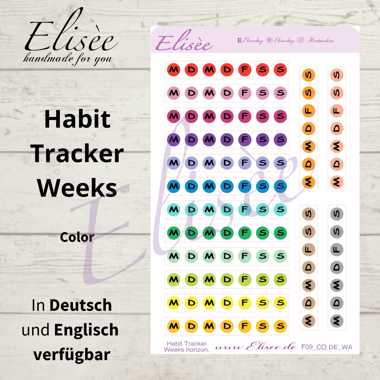 F_09 Habit Tracker Weeks Sticker | Planner Stickers | Deutsch & Englisch | Bullet Journal | Erin Condren | Happy Planner
