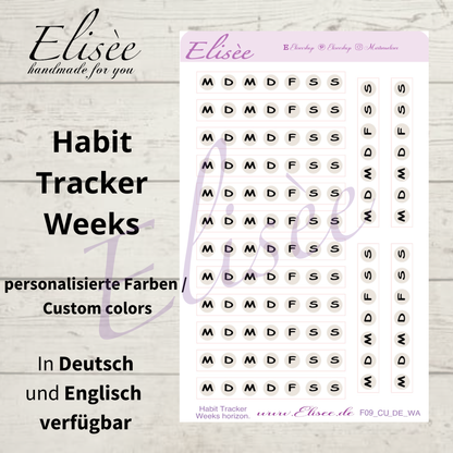 F_09 Habit Tracker Weeks Sticker | Planner Stickers | Deutsch & Englisch | Bullet Journal | Erin Condren | Happy Planner