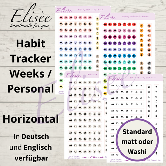 F_09 Habit Tracker Weeks Sticker | Planner Stickers | Deutsch & Englisch | Bullet Journal | Erin Condren | Happy Planner