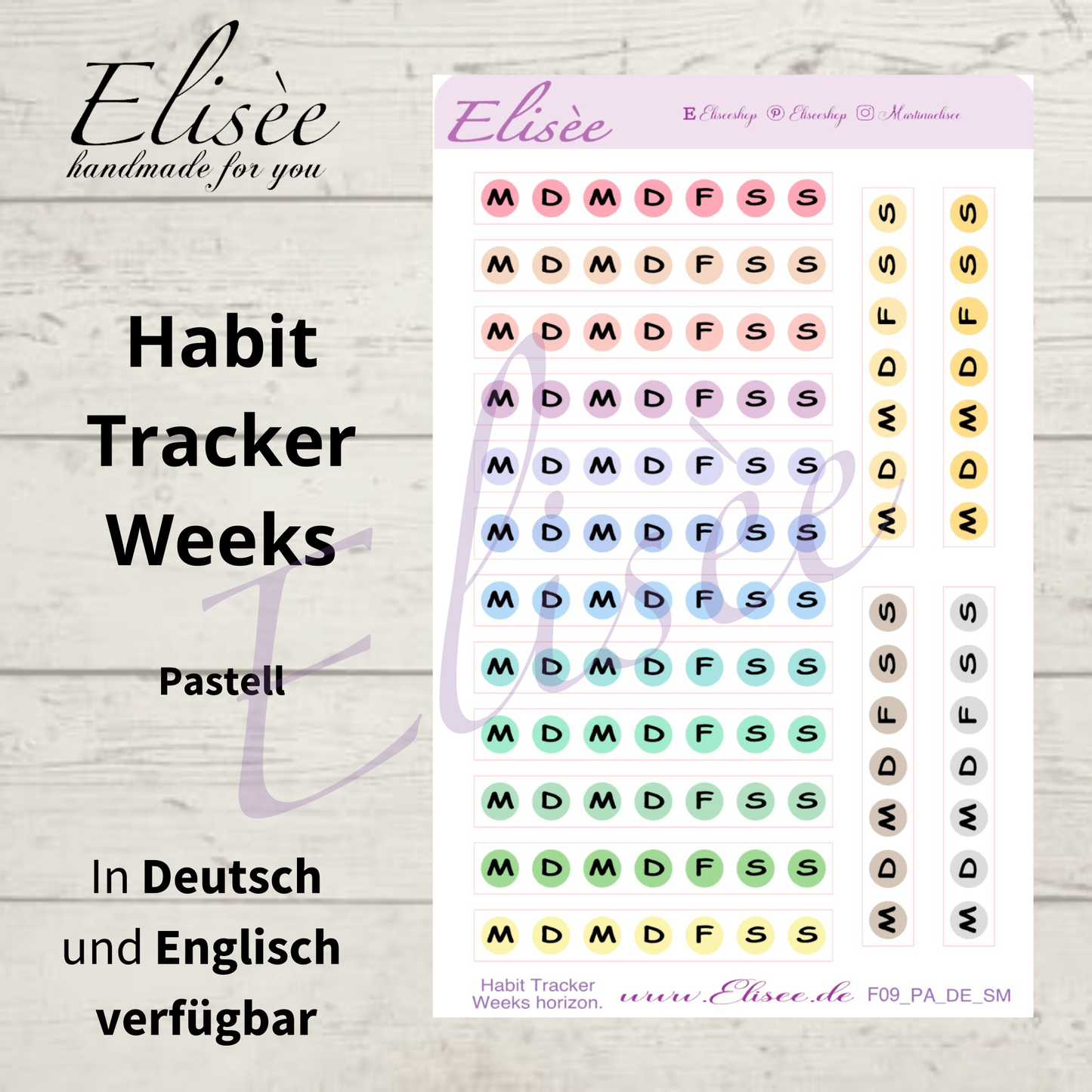 F_09 Habit Tracker Weeks Sticker | Planner Stickers | Deutsch & Englisch | Bullet Journal | Erin Condren | Happy Planner