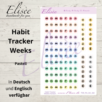 F_09 Habit Tracker Weeks Sticker | Planner Stickers | Deutsch & Englisch | Bullet Journal | Erin Condren | Happy Planner