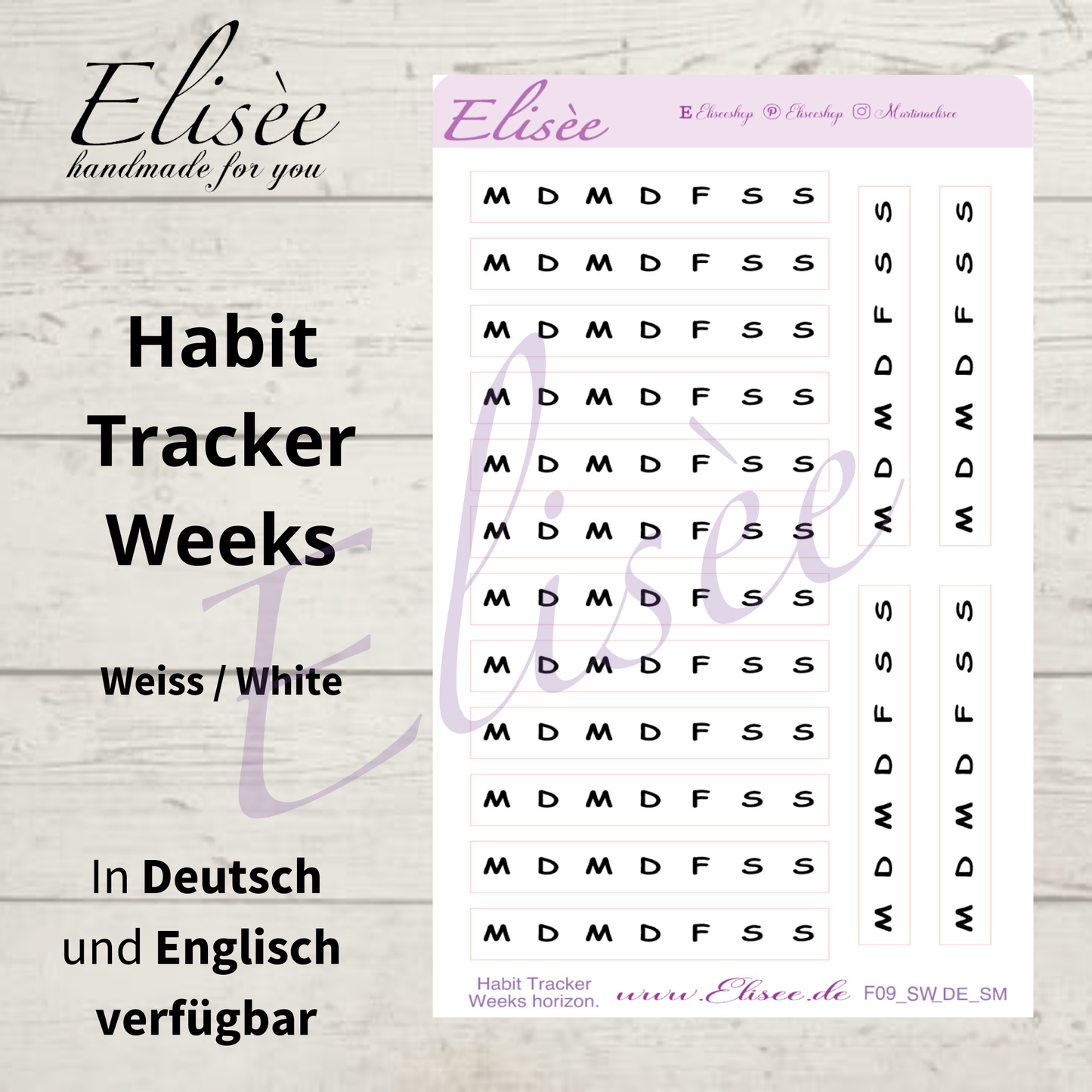F_09 Habit Tracker Weeks Sticker | Planner Stickers | Deutsch & Englisch | Bullet Journal | Erin Condren | Happy Planner