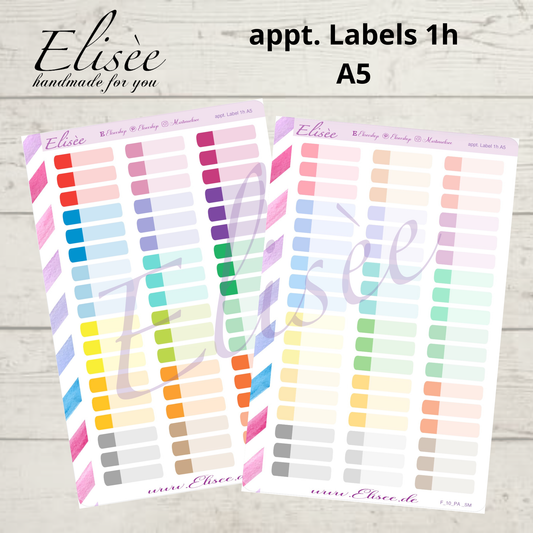 F_10 Appt Label Sticker – 1 Stunden | Planner Sticker A5 | Hobonichi Cousin & Planer
