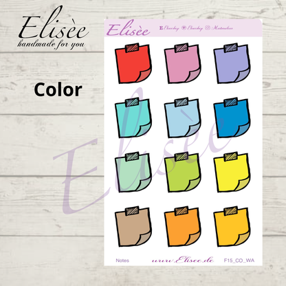 F_15 Sticky Notes Planner Sticker Sheet | Functional Planner Stickers | Bullet Journal | Bujo Stickers | Cute Planner Accessories