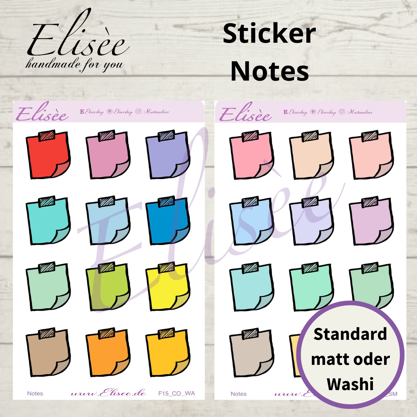 F_15 Sticky Notes Planner Sticker Sheet | Functional Planner Stickers | Bullet Journal | Bujo Stickers | Cute Planner Accessories