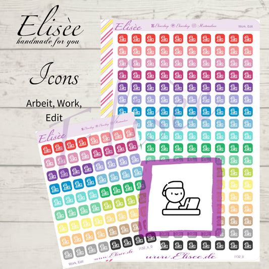 I132_0 Icons "ARBEIT, WORK, EDIT" Sticker