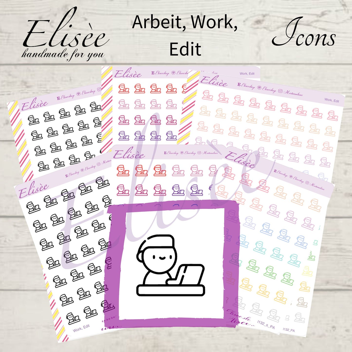 I132 Icons "ARBEIT, WORK, EDIT" Sticker