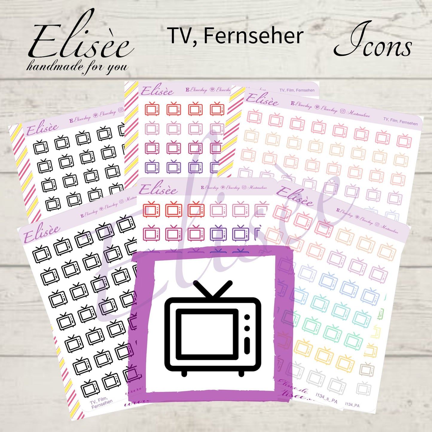 I134 Icons "TV, FERNSEHER" Sticker