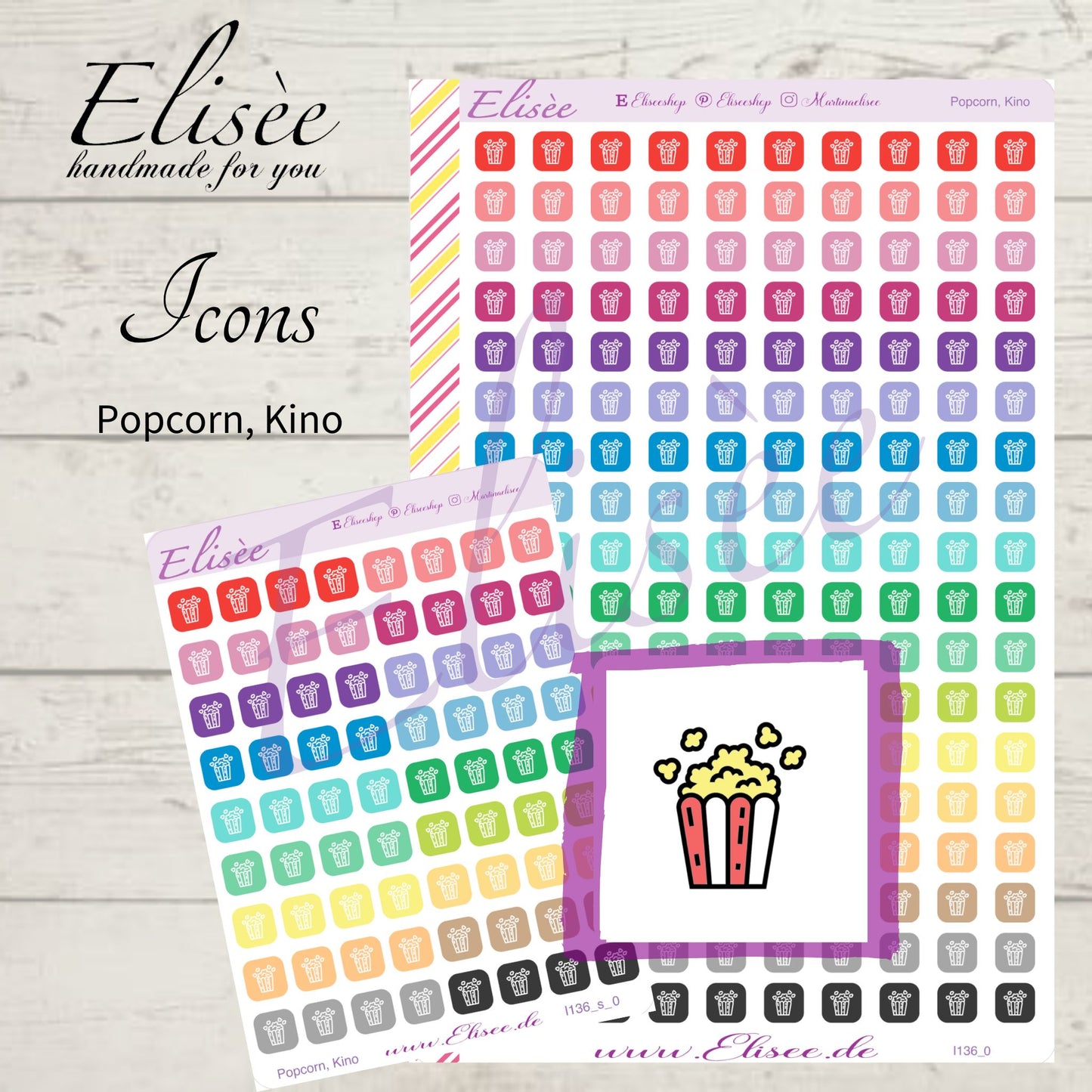 I136_0 Icons "POPCORN, KINO" Sticker