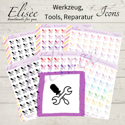 I137 Icons "WERKZEUG, TOOLS, REPARATUR" Sticker