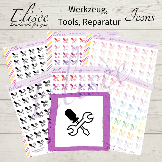 I137 Icons "WERKZEUG, TOOLS, REPARATUR" Sticker