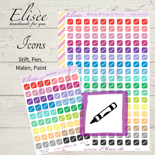 I139_0 Icons "STIFT, PEN, MALEN, PAINT" Sticker
