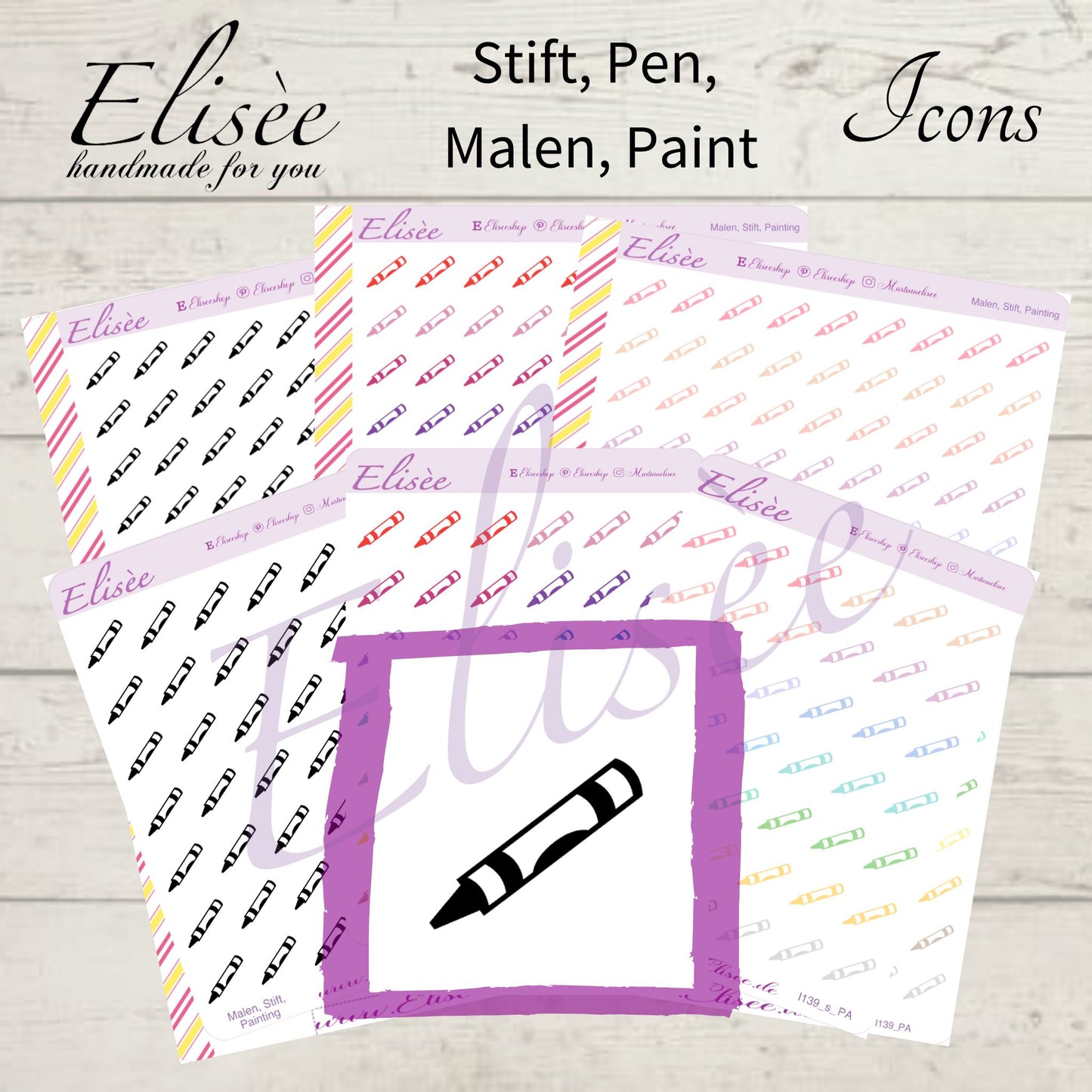 I139 Icons "STIFT, PEN, MALEN, PAINT" Sticker