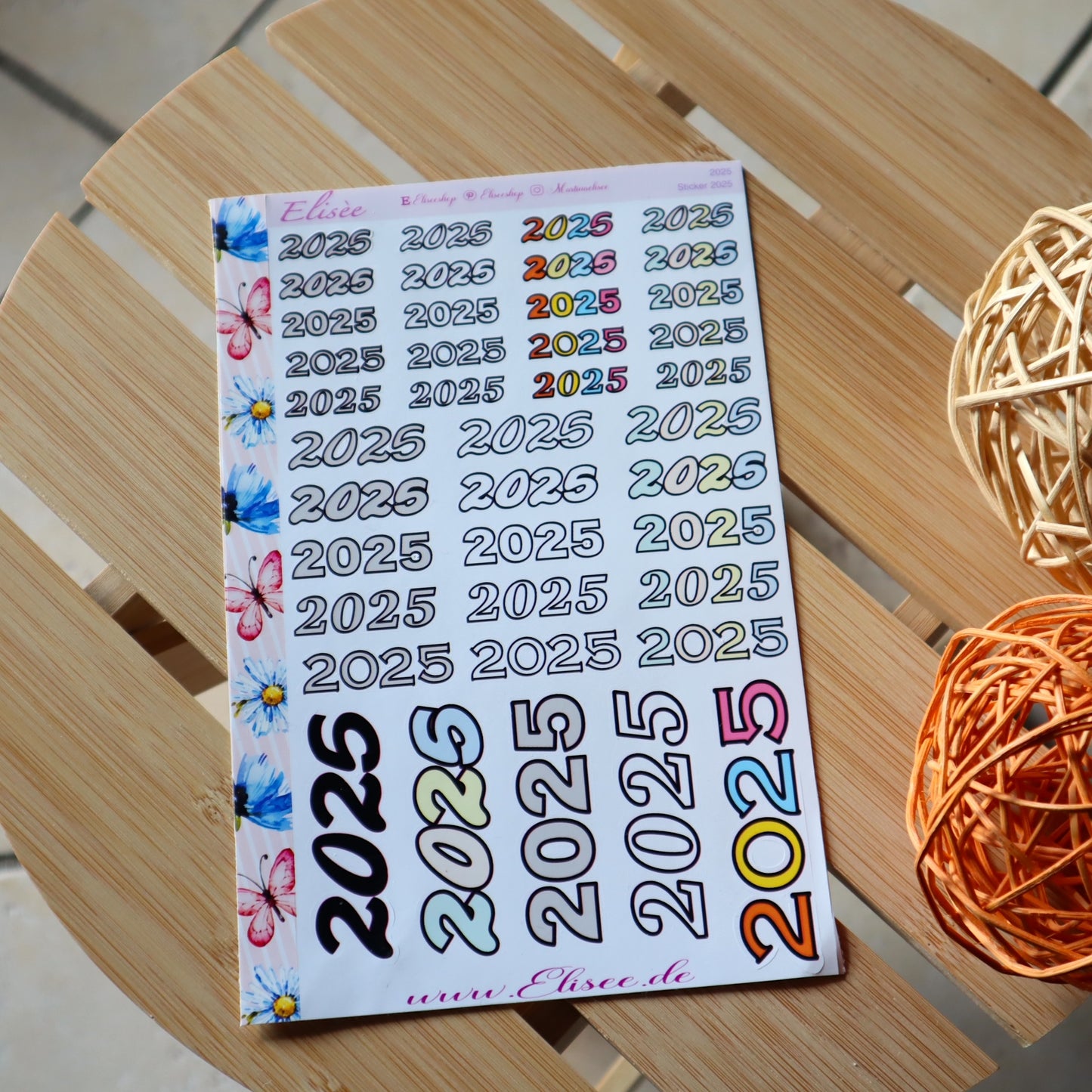 2025 Script Sticker Jahreszahl