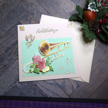 P_0001_Handgemachte Weihnachtskarte mit Trompete & Kerzen