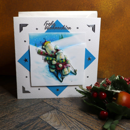 P_0006_Handgemachte Weihnachtskarte mit dem Thema: Schlittenspaß
