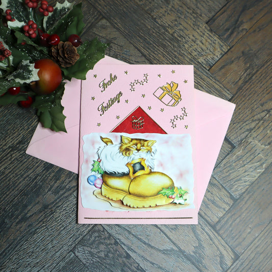 P_0002_Handgemachte Weihnachtskarte mit Katze im Schuh
