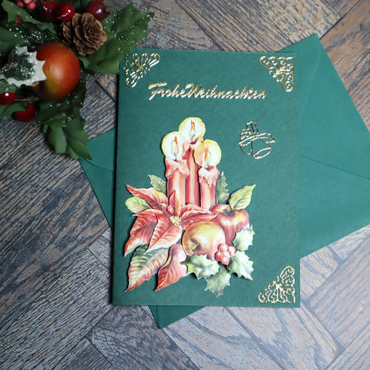 P_0004_Handgemachte Weihnachtskarte mit Kerzen und Weihnachtsstern