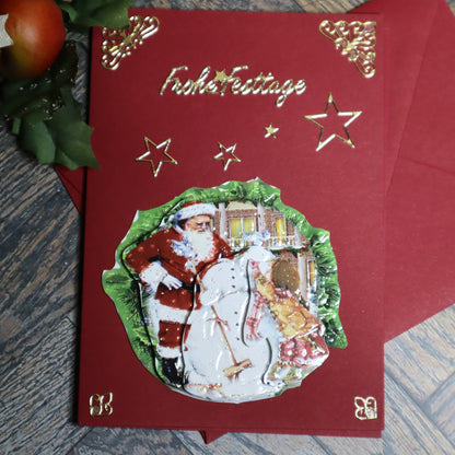 P_0009_Handgemachte Weihnachtskarte mit Weihnachtsmann und Schneemann