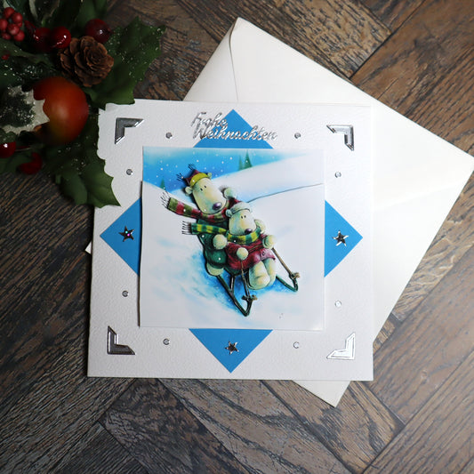 P_0006_Handgemachte Weihnachtskarte mit dem Thema: Schlittenspaß
