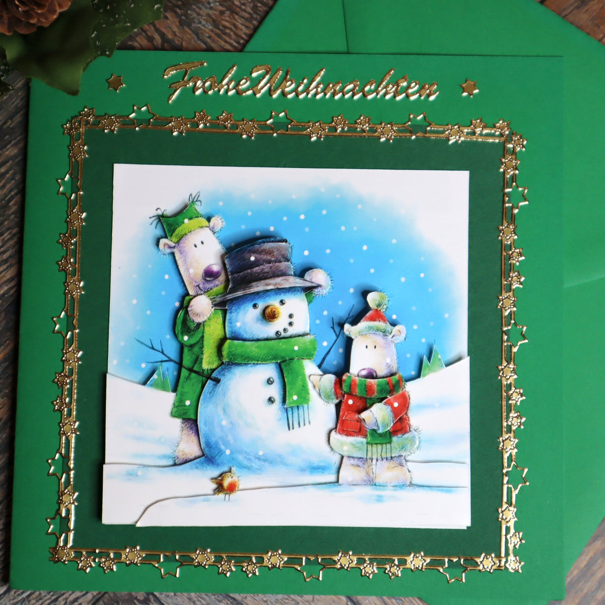 P_0005_Handgemachte Weihnachtskarte mit lustigem Schneemann