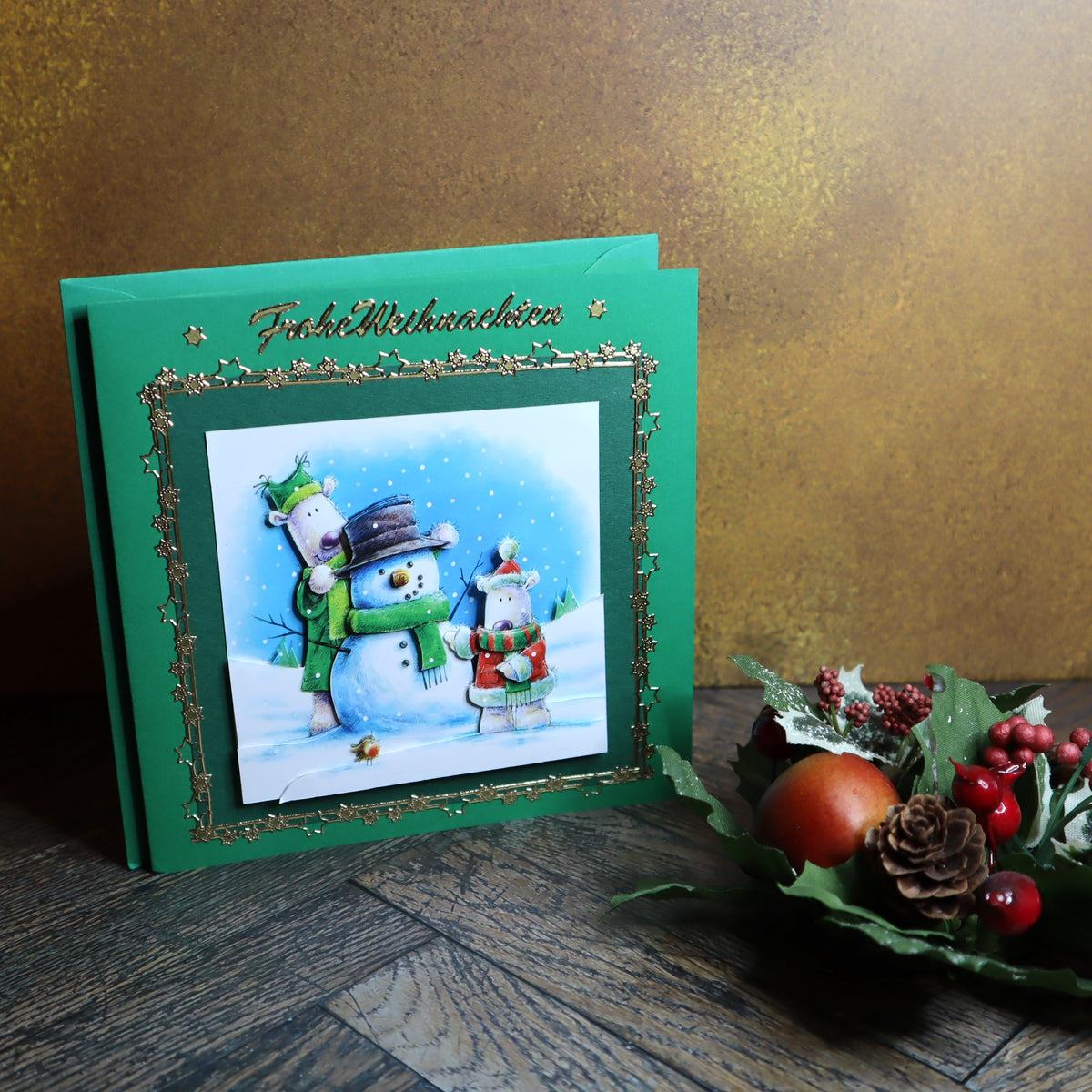 P_0005_Handgemachte Weihnachtskarte mit lustigem Schneemann