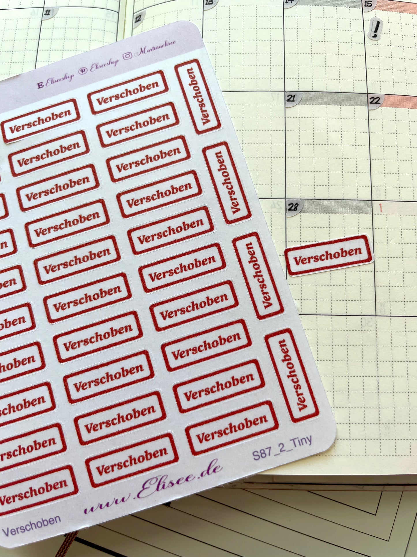 S88  MINI Script Sticker "Verschoben / Rescheduled" | Aufkleber | Bullet Journal