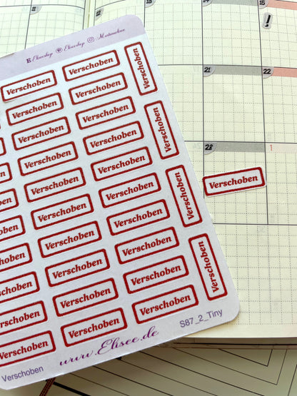 S88  MINI Script Sticker "Verschoben / Rescheduled" | Aufkleber | Bullet Journal