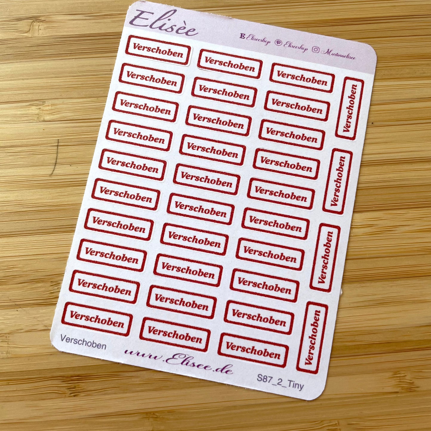 S88  MINI Script Sticker "Verschoben / Rescheduled" | Aufkleber | Bullet Journal