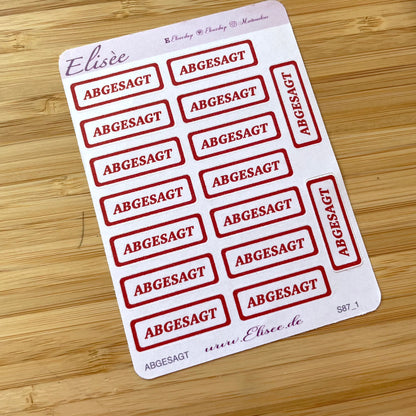S87  Script Sticker "ABGESAGT / CANCELLED" | Aufkleber | Bullet Journal