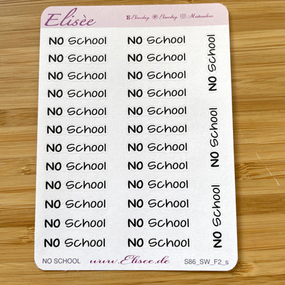 S86s  Script Sticker "No School" Small Sheet | Aufkleber | Bullet Journal
