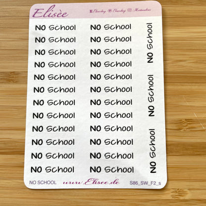 S86s  Script Sticker "No School" Small Sheet | Aufkleber | Bullet Journal