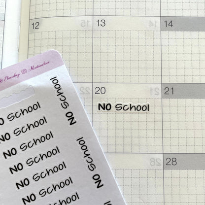 S86s  Script Sticker "No School" Small Sheet | Aufkleber | Bullet Journal