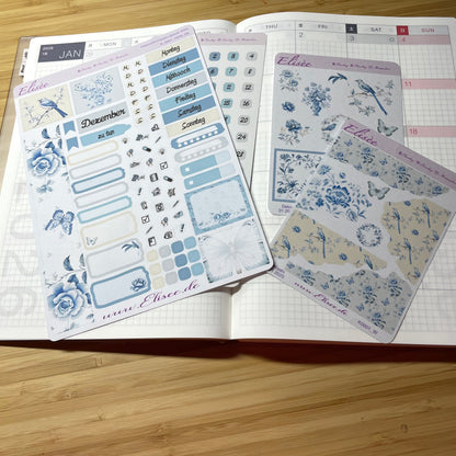 K0001_"Chinoise Flowers" January Monthly Kit Hobonichi Cousin / A5 / Bullet Journal