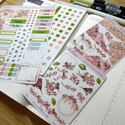 K0004_"CHERRY BLOSSOM" April 2025 Monthly Kit Hobonichi Cousin / A5 / Bullet Journal