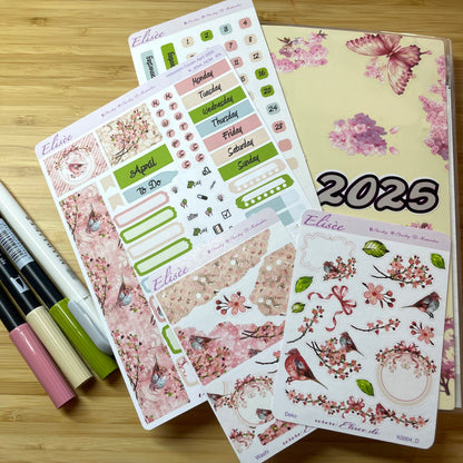 K0004_"CHERRY BLOSSOM" April 2025 Deko und Washi / Bullet Journal / Cousin / Weeks