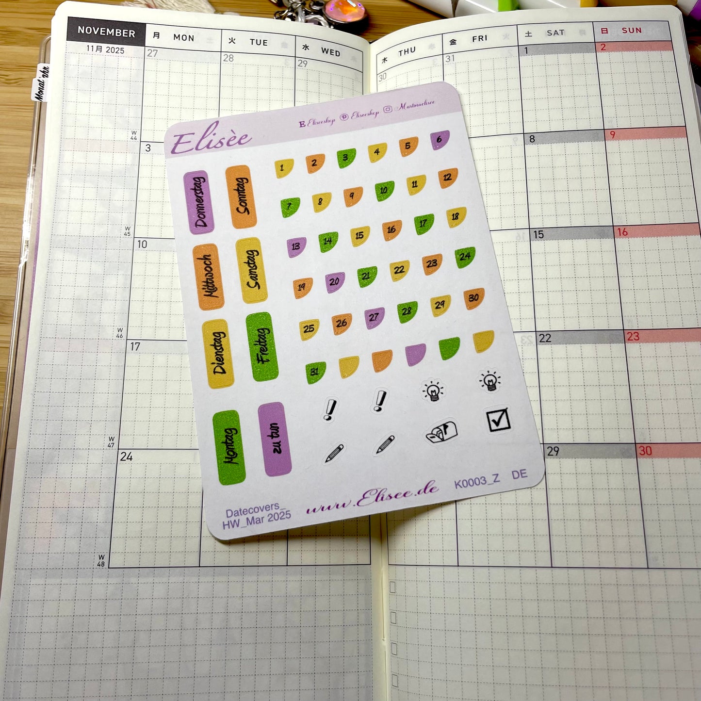 K0003_"VEGETABLES" March 2025 Datecovers / Bullet Journal / Cousin / Weeks