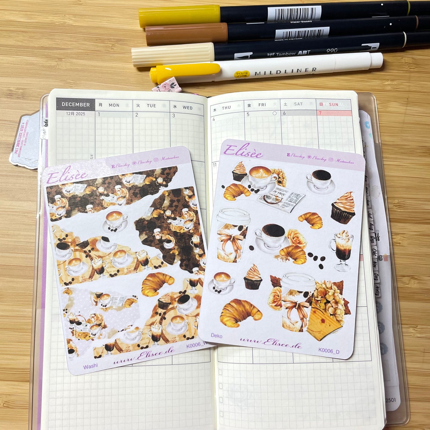 K0006_"BUT FIRST COFFEE" June 2025 Decoration and Washi / Bullet Journal / Cousin / Weeks